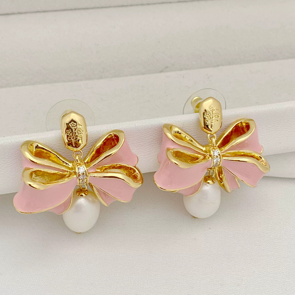 Kendra Scott Bow Pearl Dangle Earrings Metal Design